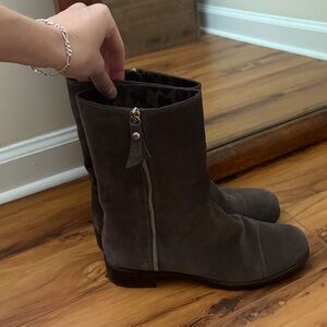 Suede Ankle Boots in Smoke Grey